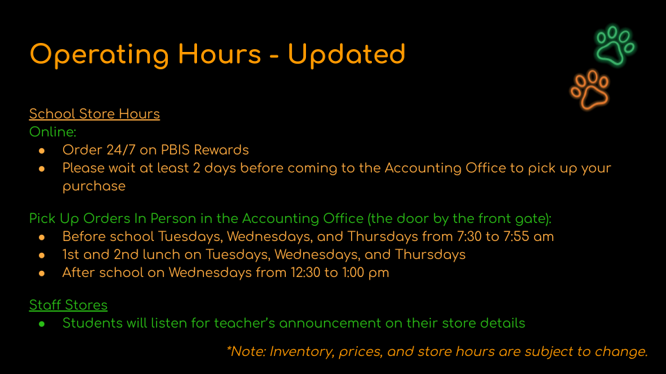 Roar Store Operating Hours